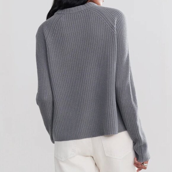 Jenni Kayne Women's Medium Dusty Blue Fisherman Sweater Crew Neck 100% Cotton - Picture 2 of 7